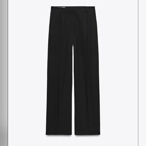 Zara Pleated Black Wide-Leg Trousers Dress Pants Size Medium
